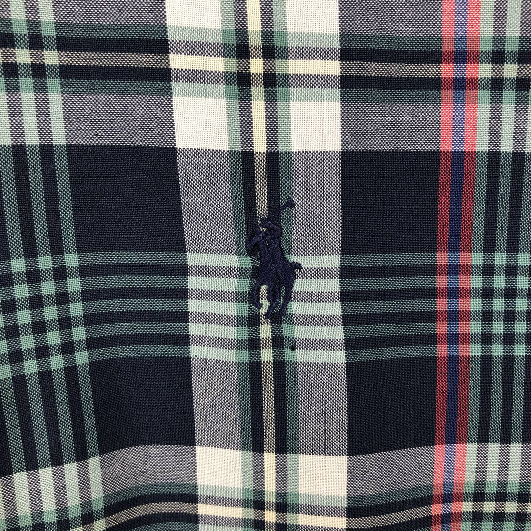 Ralph Lauren BLAKE Tartan Check Long Sleeve Button-Down Check Shirt Men's XL cotton navy blue type Vintage Second Hand