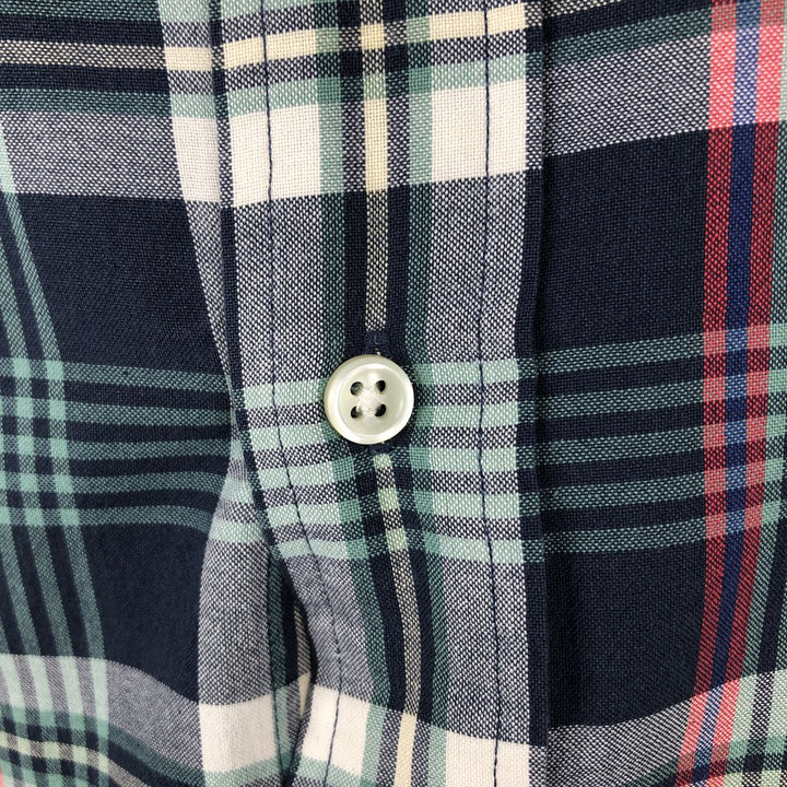 Ralph Lauren BLAKE Tartan Check Long Sleeve Button-Down Check Shirt Men's XL cotton navy blue type Vintage Second Hand
