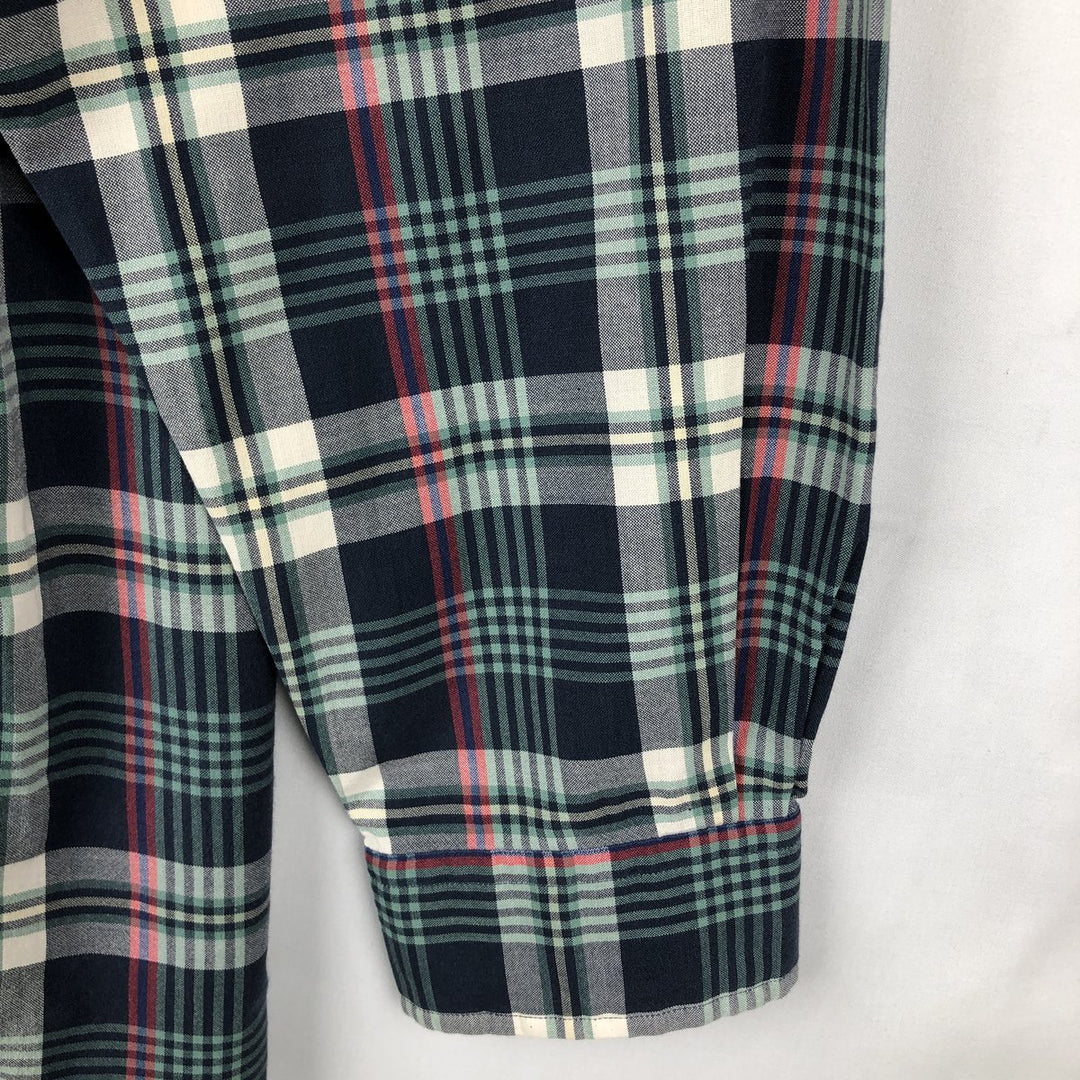 Ralph Lauren BLAKE Tartan Check Long Sleeve Button-Down Check Shirt Men's XL cotton navy blue type Vintage Second Hand