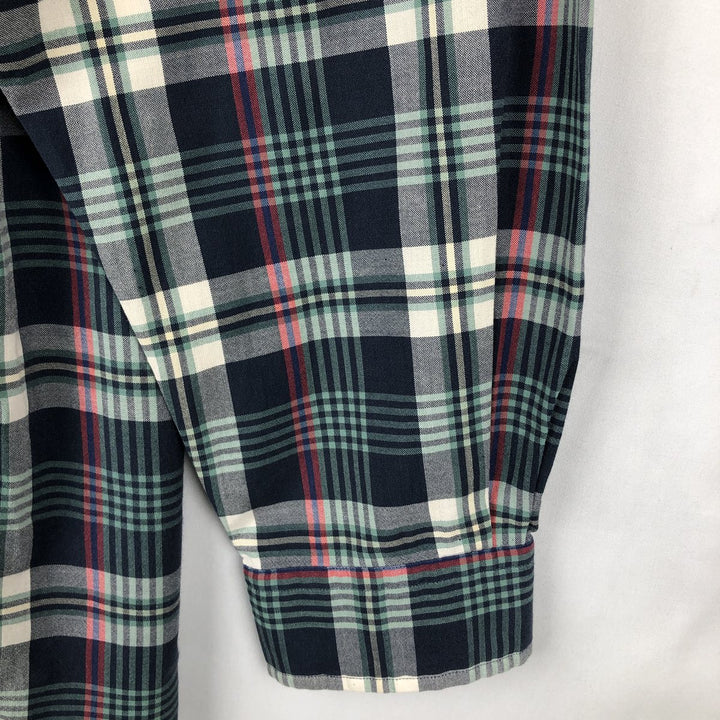 Ralph Lauren BLAKE Tartan Check Long Sleeve Button-Down Check Shirt Men's XL cotton navy blue type Vintage Second Hand