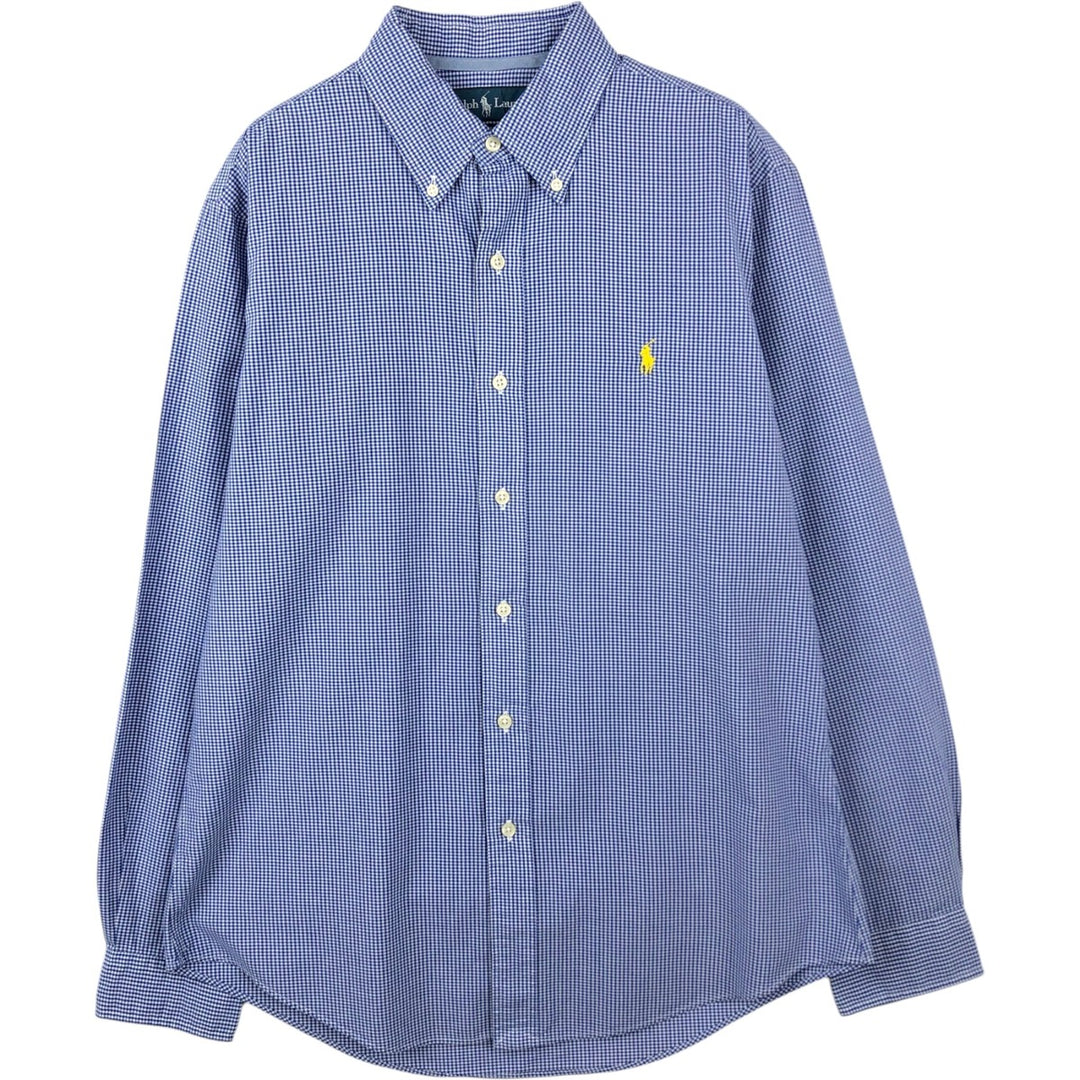 Ralph Lauren BLAKE Gingham Check Long Sleeve Button-Down Check Shirt Men's M cotton blue type Vintage Second Hand