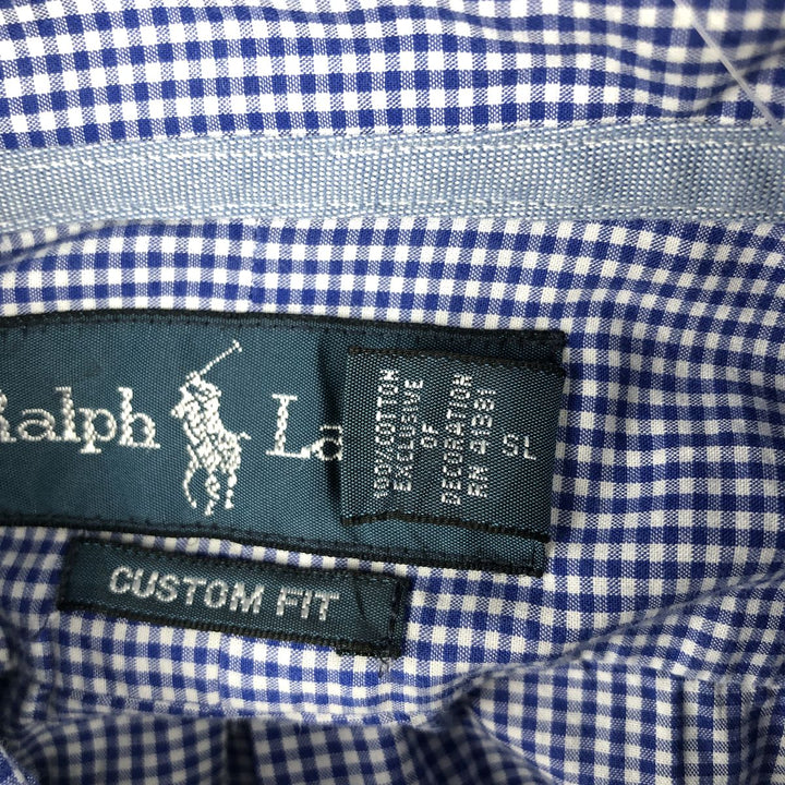 Ralph Lauren BLAKE Gingham Check Long Sleeve Button-Down Check Shirt Men's M cotton blue type Vintage Second Hand