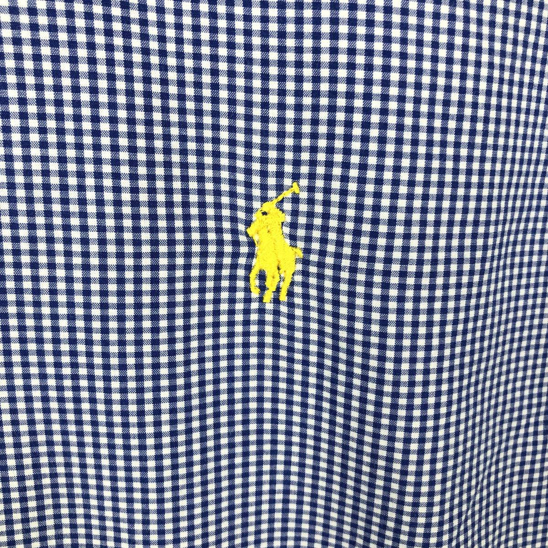 Ralph Lauren BLAKE Gingham Check Long Sleeve Button-Down Check Shirt Men's M cotton blue type Vintage Second Hand