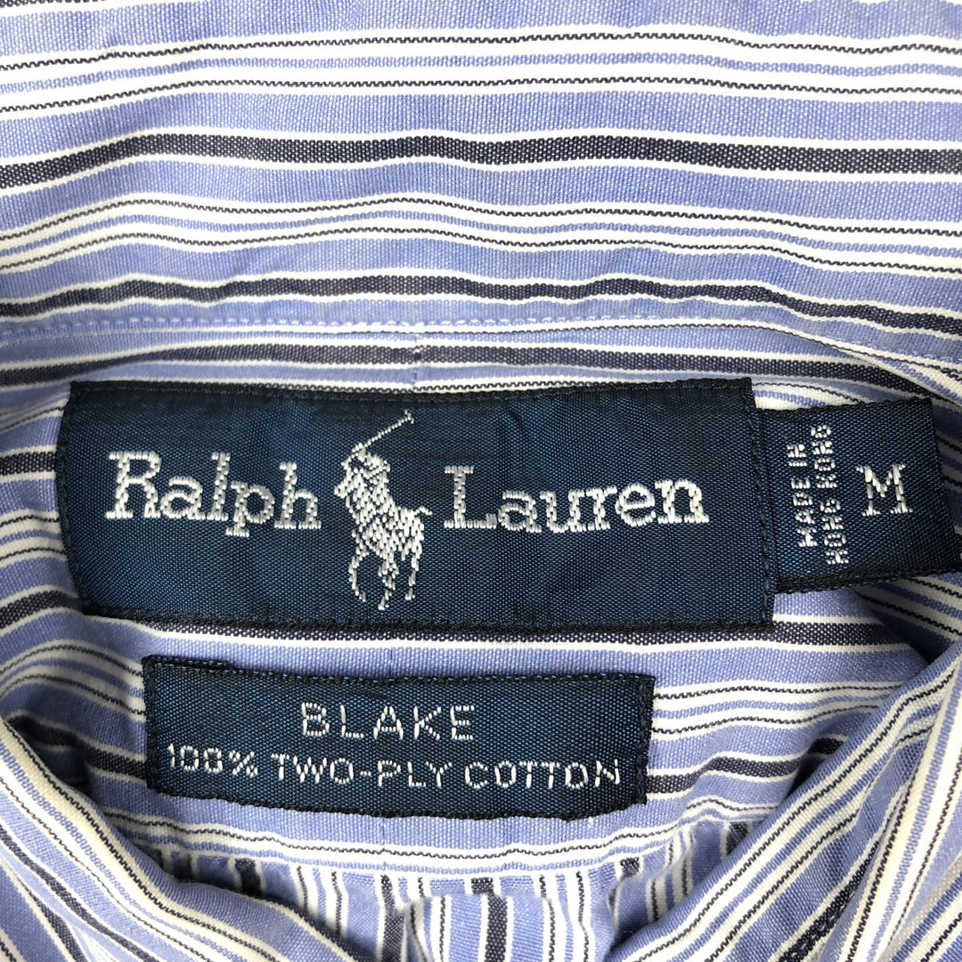 Ralph Lauren BLAKE long sleeve button down striped shirt, men's size M cotton blue type Vintage Second Hand