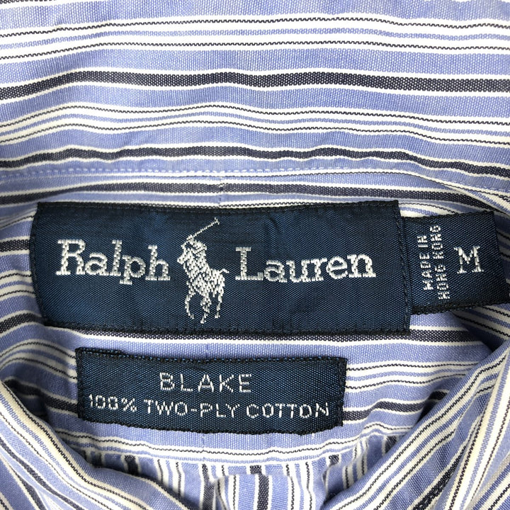 Ralph Lauren BLAKE long sleeve button down striped shirt, men's size M cotton blue type Vintage Second Hand