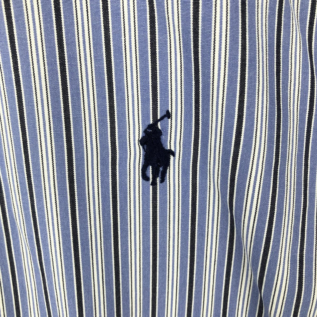Ralph Lauren BLAKE long sleeve button down striped shirt, men's size M cotton blue type Vintage Second Hand