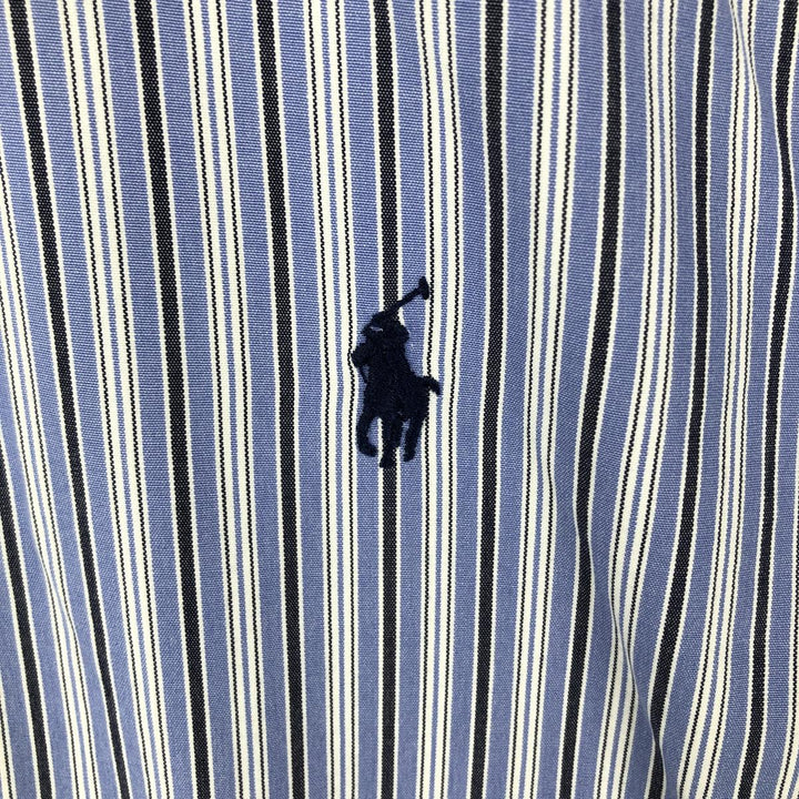 Ralph Lauren BLAKE long sleeve button down striped shirt, men's size M cotton blue type Vintage Second Hand