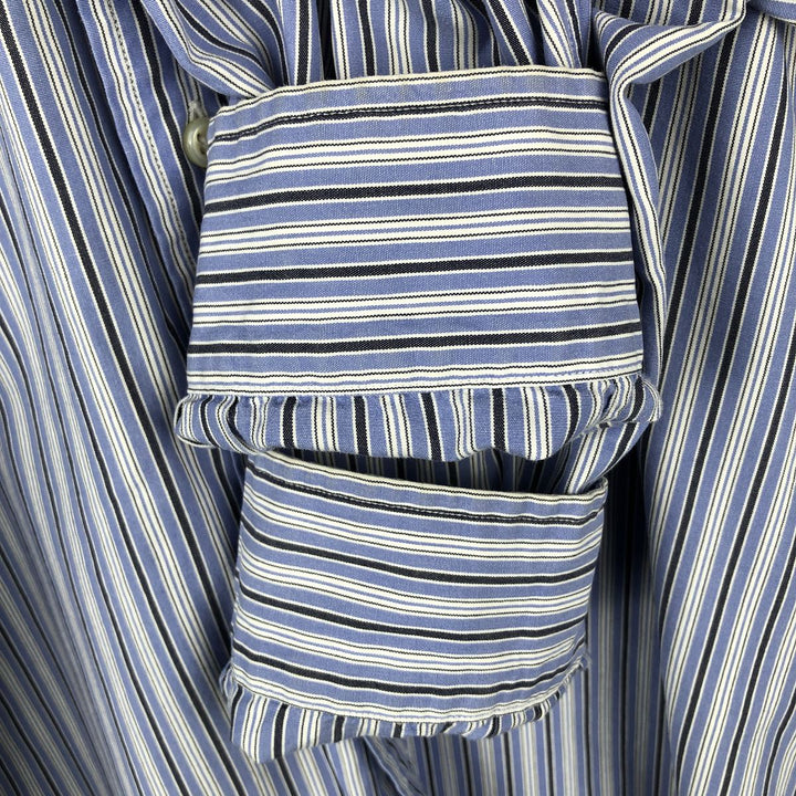 Ralph Lauren BLAKE long sleeve button down striped shirt, men's size M cotton blue type Vintage Second Hand