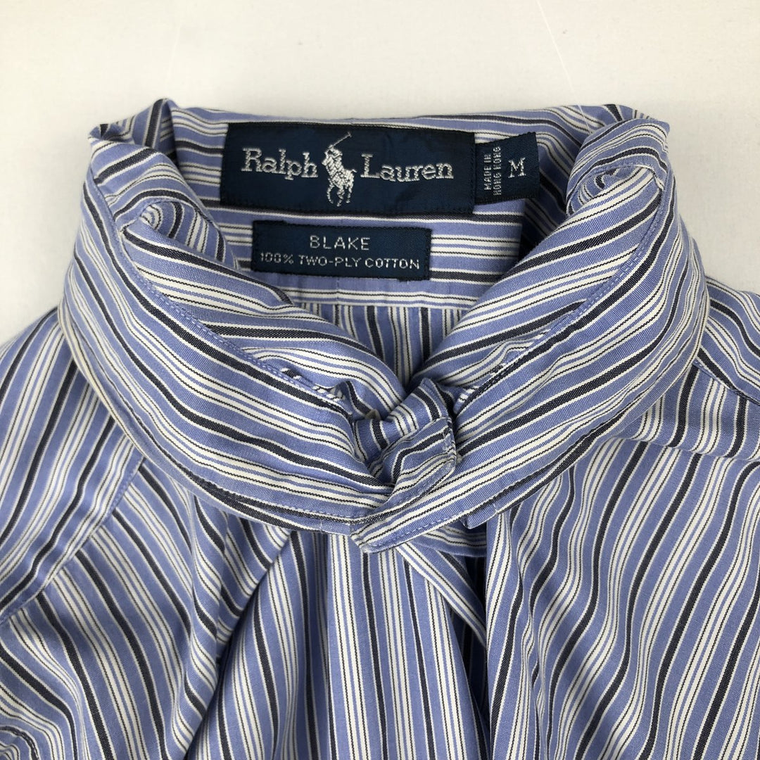 Ralph Lauren BLAKE long sleeve button down striped shirt, men's size M cotton blue type Vintage Second Hand