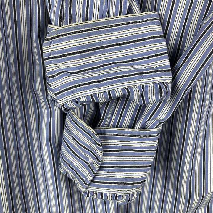 Ralph Lauren BLAKE long sleeve button down striped shirt, men's size M cotton blue type Vintage Second Hand