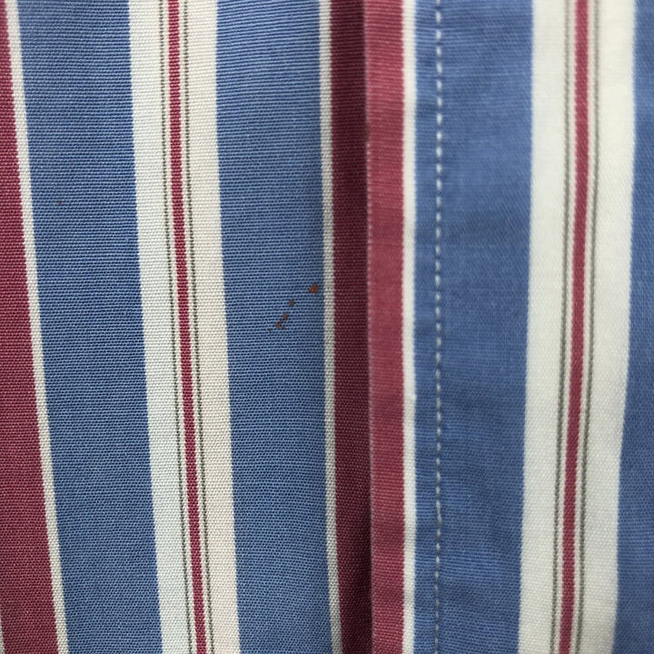 Ralph Lauren POLO by Ralph Lauren Wide Collar Multi-Stripe Long-Sleeve Striped Shirt (Men's Size L) cotton blue type Vintage Second Hand