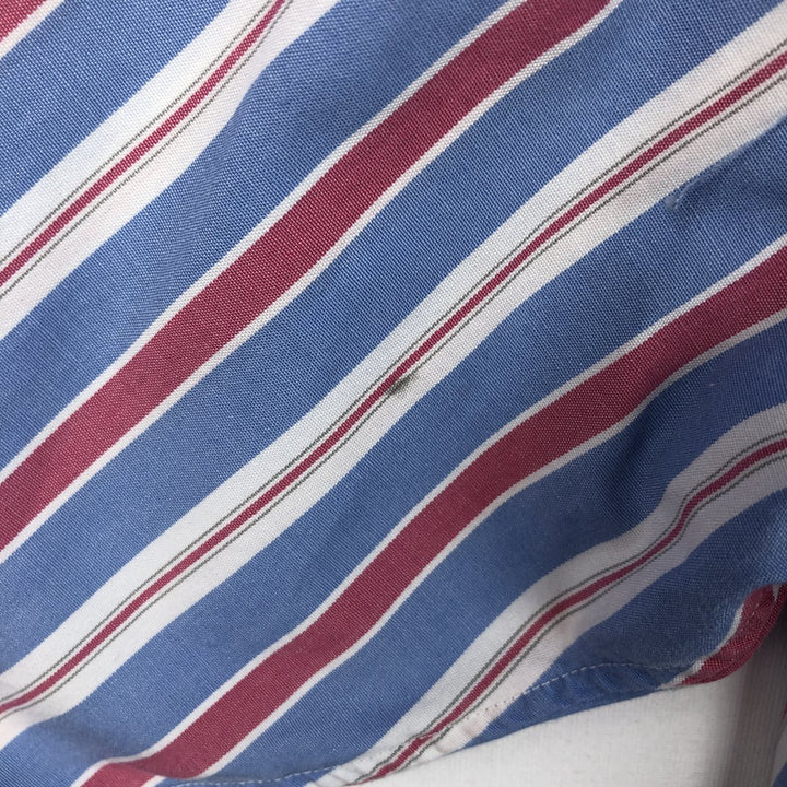 Ralph Lauren POLO by Ralph Lauren Wide Collar Multi-Stripe Long-Sleeve Striped Shirt (Men's Size L) cotton blue type Vintage Second Hand