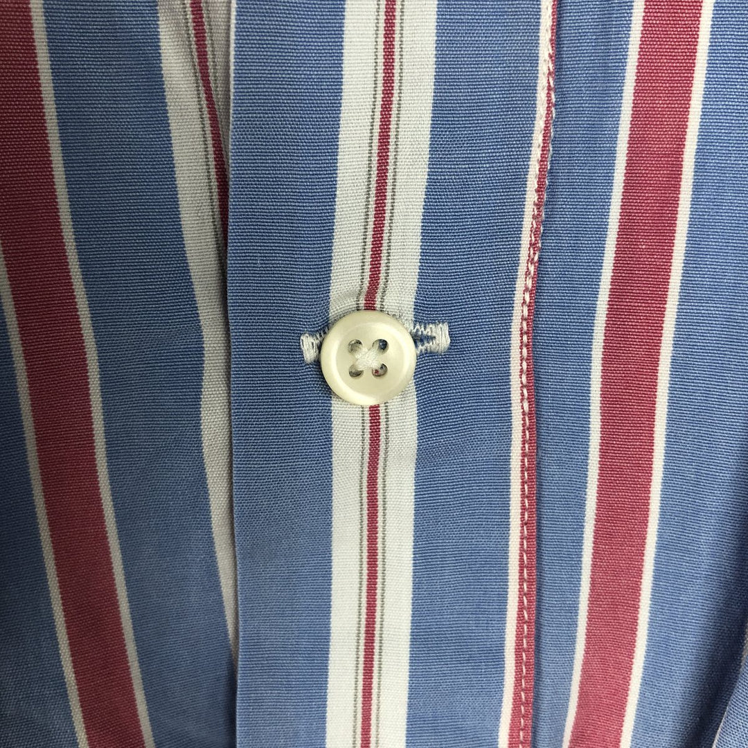 Ralph Lauren POLO by Ralph Lauren Wide Collar Multi-Stripe Long-Sleeve Striped Shirt (Men's Size L) cotton blue type Vintage Second Hand
