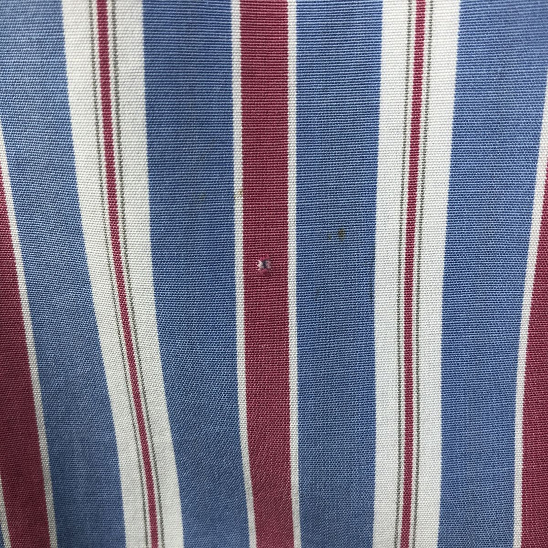Ralph Lauren POLO by Ralph Lauren Wide Collar Multi-Stripe Long-Sleeve Striped Shirt (Men's Size L) cotton blue type Vintage Second Hand