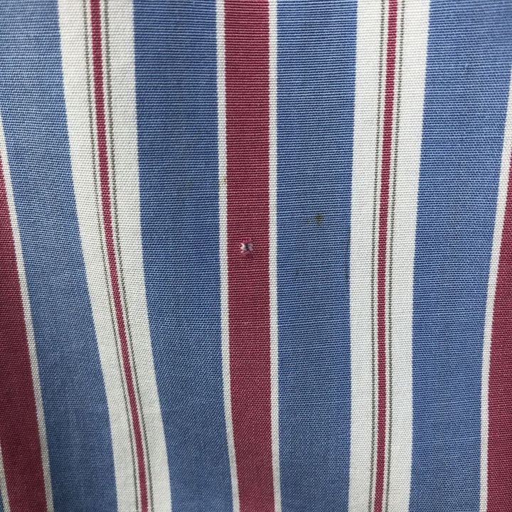 Ralph Lauren POLO by Ralph Lauren Wide Collar Multi-Stripe Long-Sleeve Striped Shirt (Men's Size L) cotton blue type Vintage Second Hand
