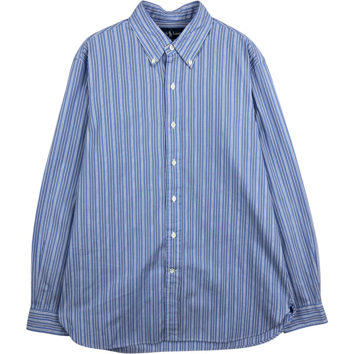 Ralph Lauren Classic Fit Long Sleeve Button Down Striped Shirt, Men's Size L cotton blue type Vintage Second Hand