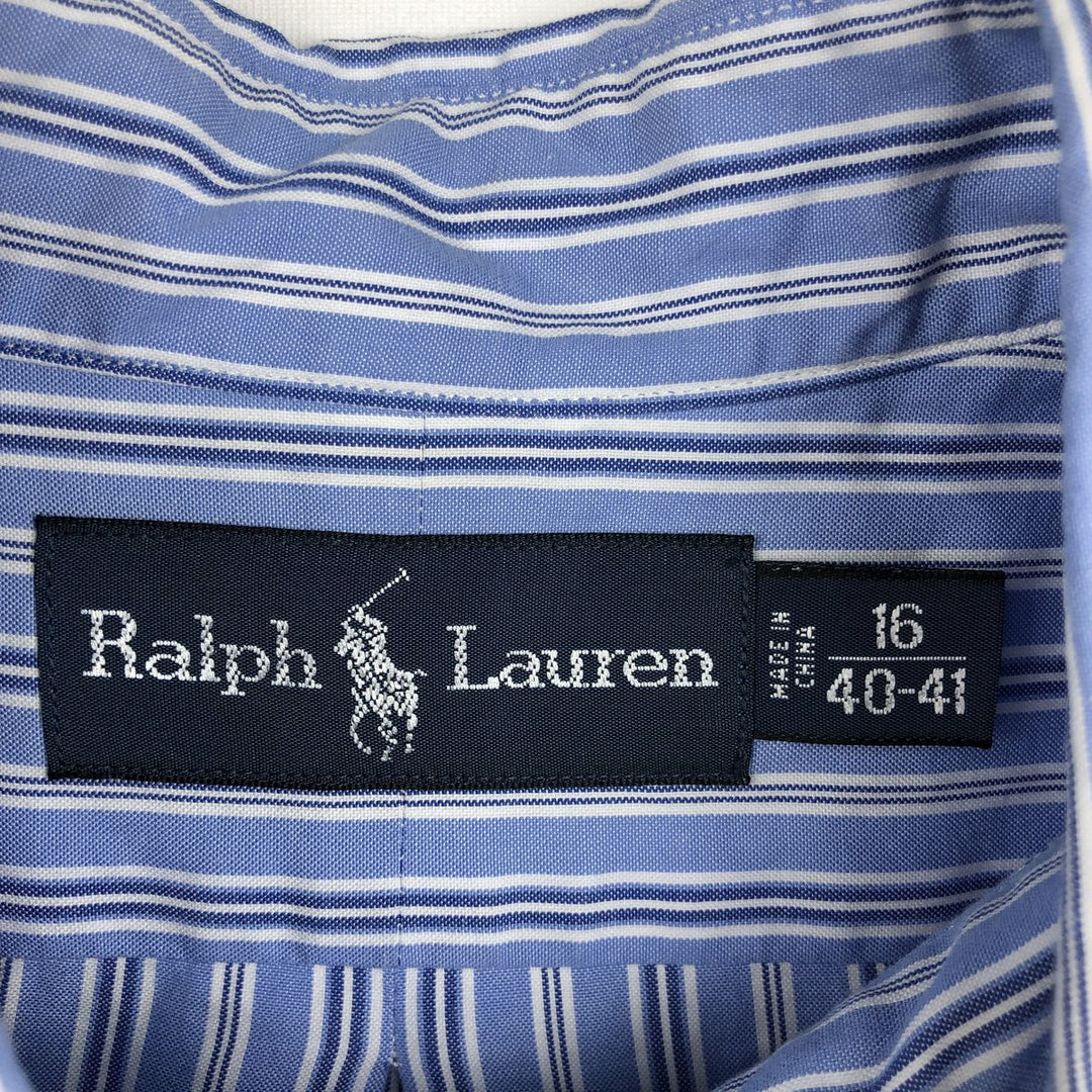 Ralph Lauren Classic Fit Long Sleeve Button Down Striped Shirt, Men's Size L cotton blue type Vintage Second Hand