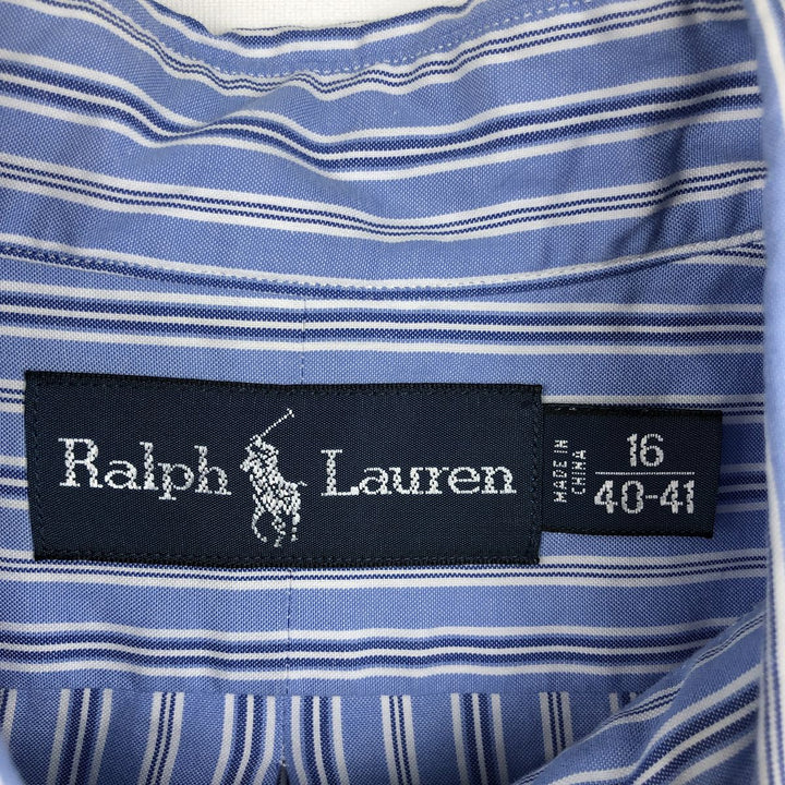 Ralph Lauren Classic Fit Long Sleeve Button Down Striped Shirt, Men's Size L cotton blue type Vintage Second Hand