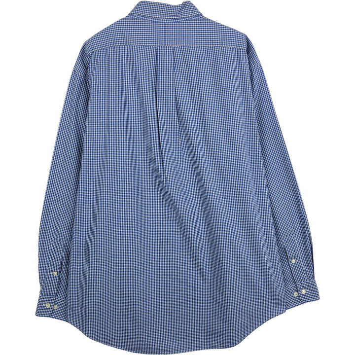 Ralph Lauren YARMOUTH Long Sleeve Button-Down Check Shirt, Men's Size L cotton blue type Vintage Second Hand