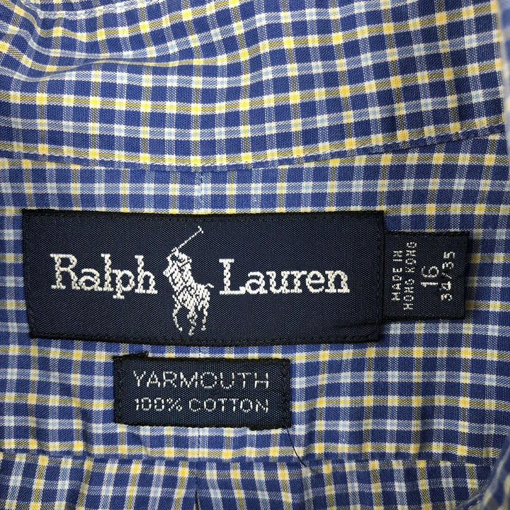 Ralph Lauren YARMOUTH Long Sleeve Button-Down Check Shirt, Men's Size L cotton blue type Vintage Second Hand