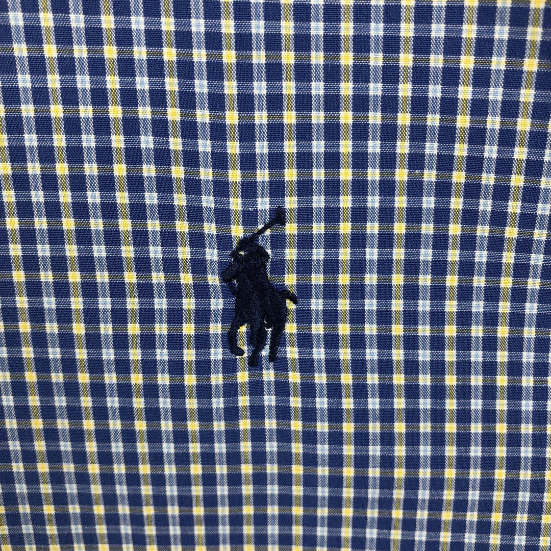 Ralph Lauren YARMOUTH Long Sleeve Button-Down Check Shirt, Men's Size L cotton blue type Vintage Second Hand
