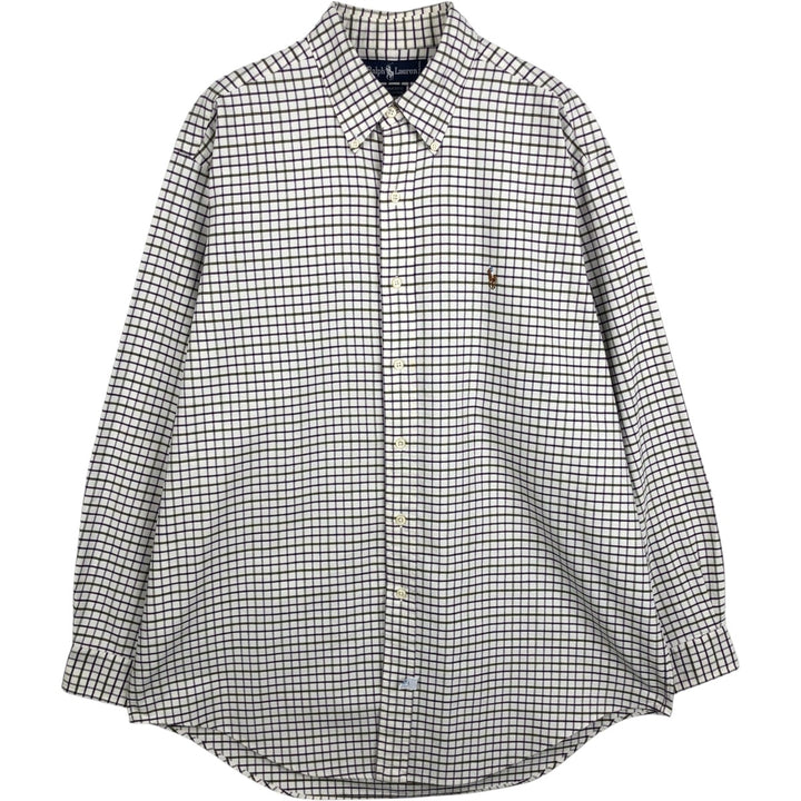 Ralph Lauren YARMOUTH Long Sleeve Button-Down Check Shirt, Men's Size L cotton white type Vintage Second Hand