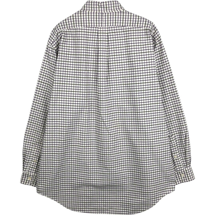 Ralph Lauren YARMOUTH Long Sleeve Button-Down Check Shirt, Men's Size L cotton white type Vintage Second Hand