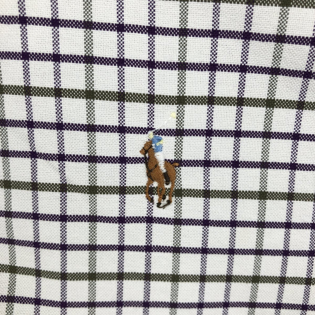 Ralph Lauren YARMOUTH Long Sleeve Button-Down Check Shirt, Men's Size L cotton white type Vintage Second Hand