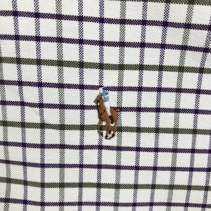 Ralph Lauren YARMOUTH Long Sleeve Button-Down Check Shirt, Men's Size L cotton white type Vintage Second Hand