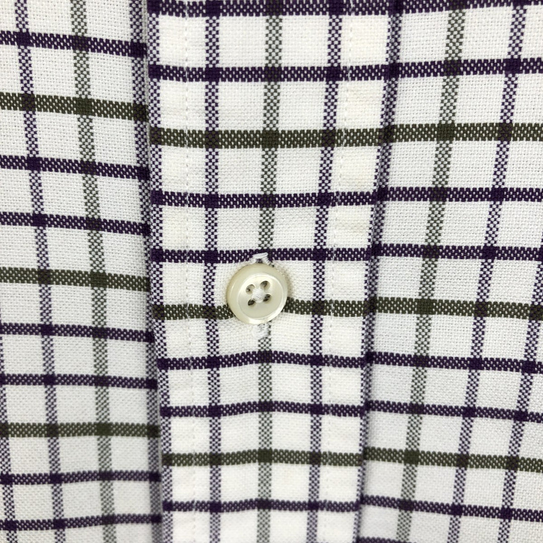 Ralph Lauren YARMOUTH Long Sleeve Button-Down Check Shirt, Men's Size L cotton white type Vintage Second Hand