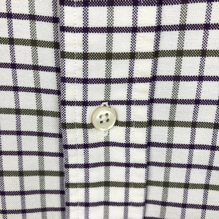 Ralph Lauren YARMOUTH Long Sleeve Button-Down Check Shirt, Men's Size L cotton white type Vintage Second Hand