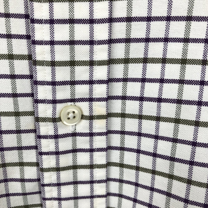Ralph Lauren YARMOUTH Long Sleeve Button-Down Check Shirt, Men's Size L cotton white type Vintage Second Hand
