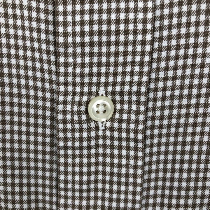 Ralph Lauren BERTRAND Gingham Check Long-Sleeve Button-Down Check Shirt, Men's Size M (approx.) cotton Beige type Vintage Second Hand