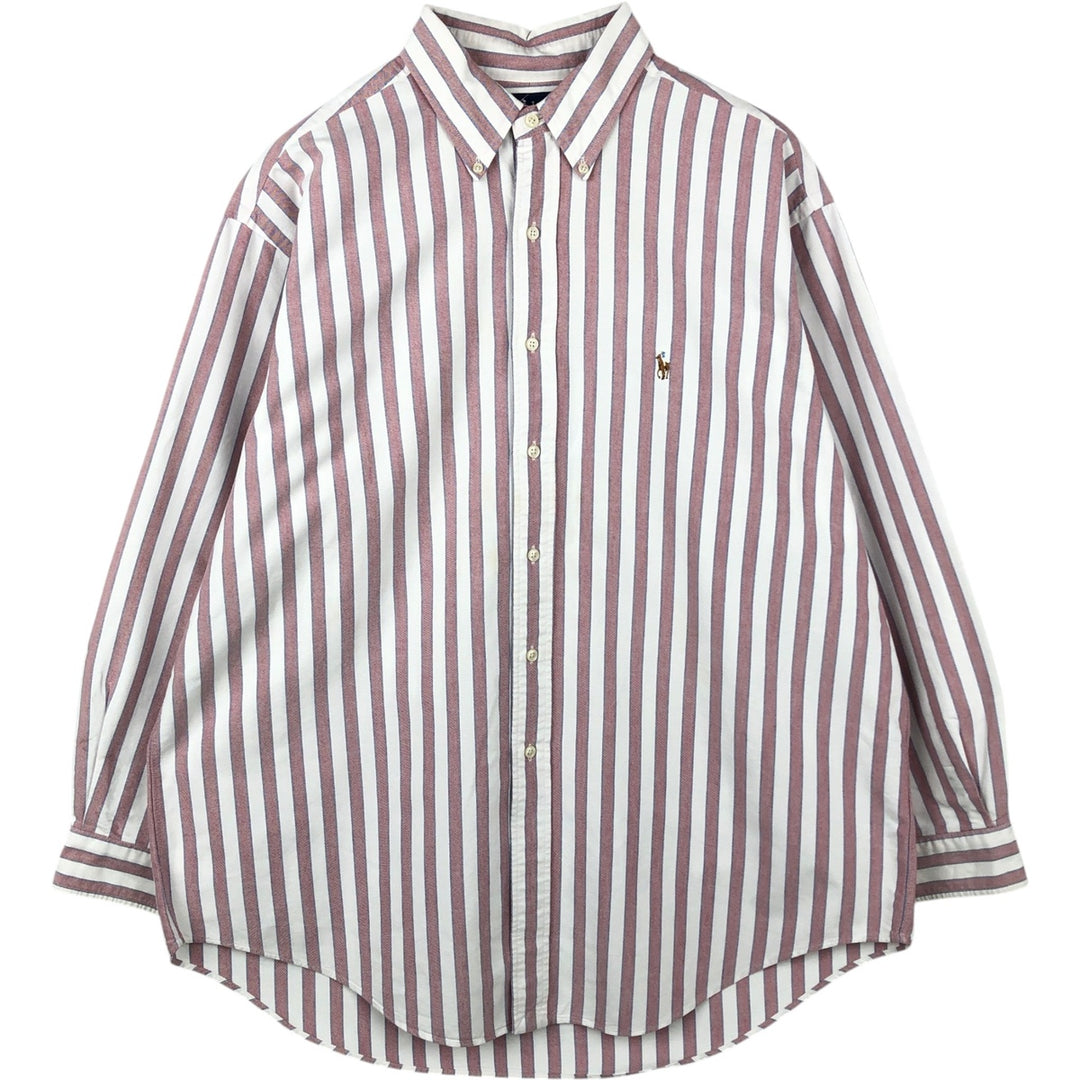 Ralph Lauren YARMOUTH Multi-stripe Long Sleeve Button-down Striped Shirt Men's XL cotton white type Vintage Second Hand