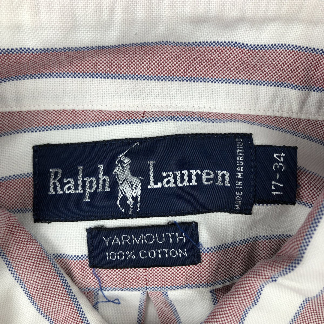 Ralph Lauren YARMOUTH Multi-stripe Long Sleeve Button-down Striped Shirt Men's XL cotton white type Vintage Second Hand