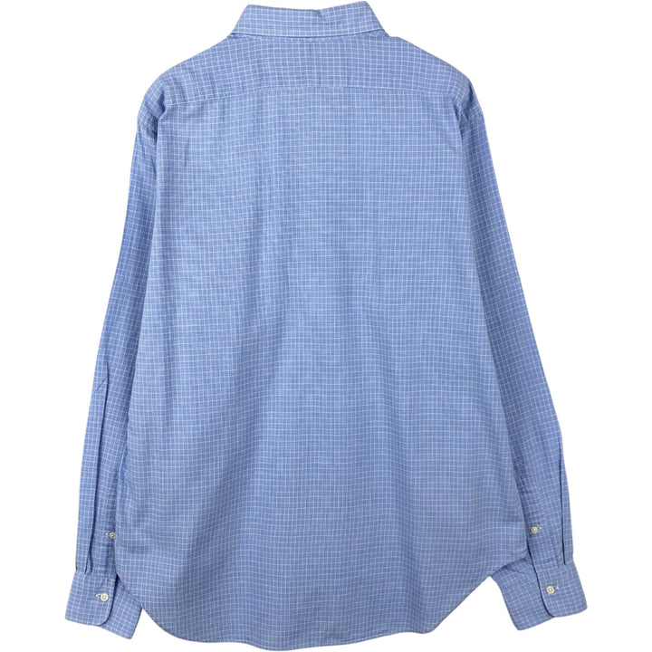 Ralph Lauren POLO by Ralph Lauren ANDREW long sleeve cotton check shirt, men's size L cotton Blue type light blue Vintage Second Hand