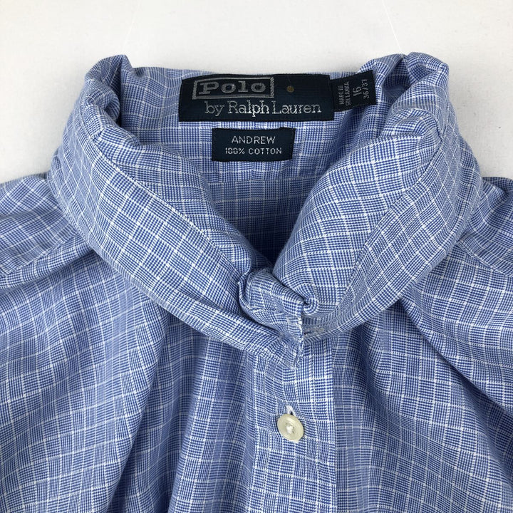 Ralph Lauren POLO by Ralph Lauren ANDREW long sleeve cotton check shirt, men's size L cotton Blue type light blue Vintage Second Hand