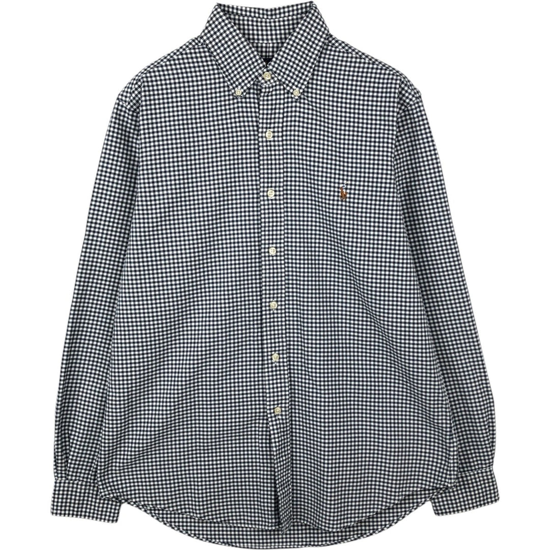 Ralph Lauren Gingham Check Long Sleeve Button-Down Check Shirt, Men's M Size cotton black type Vintage Second Hand