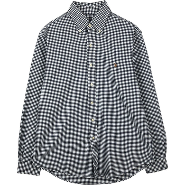 Ralph Lauren Gingham Check Long Sleeve Button-Down Check Shirt, Men's M Size cotton black type Vintage Second Hand