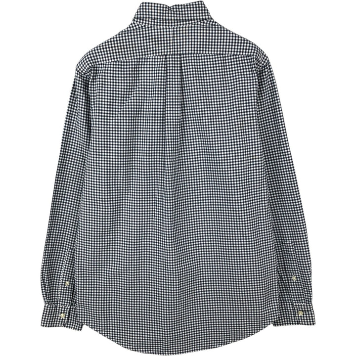 Ralph Lauren Gingham Check Long Sleeve Button-Down Check Shirt, Men's M Size cotton black type Vintage Second Hand