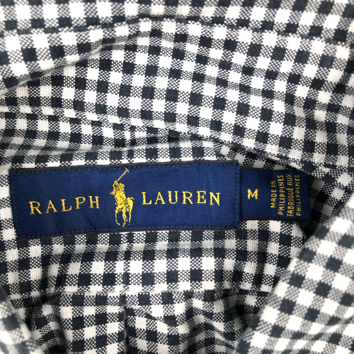 Ralph Lauren Gingham Check Long Sleeve Button-Down Check Shirt, Men's M Size cotton black type Vintage Second Hand