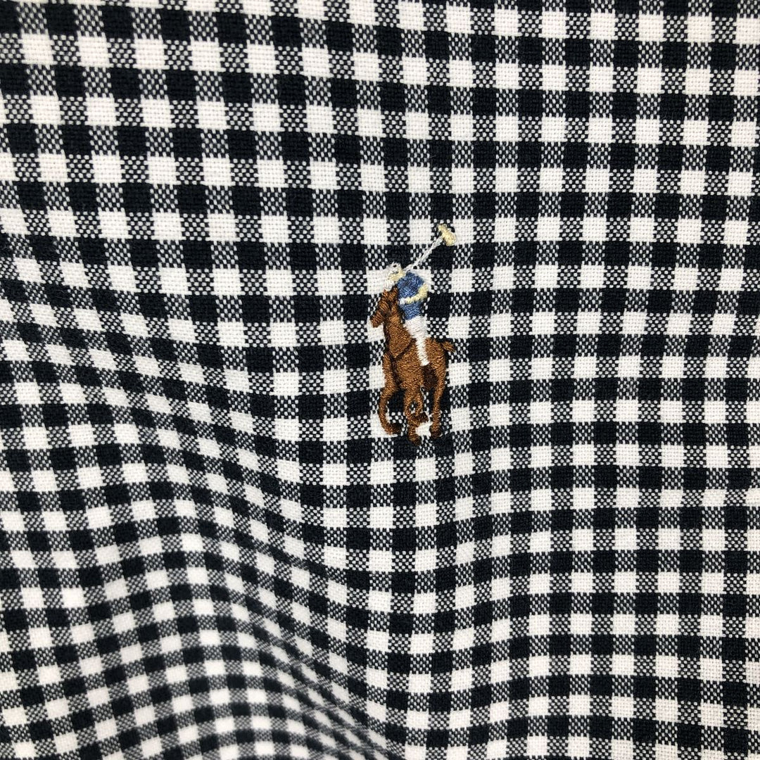 Ralph Lauren Gingham Check Long Sleeve Button-Down Check Shirt, Men's M Size cotton black type Vintage Second Hand