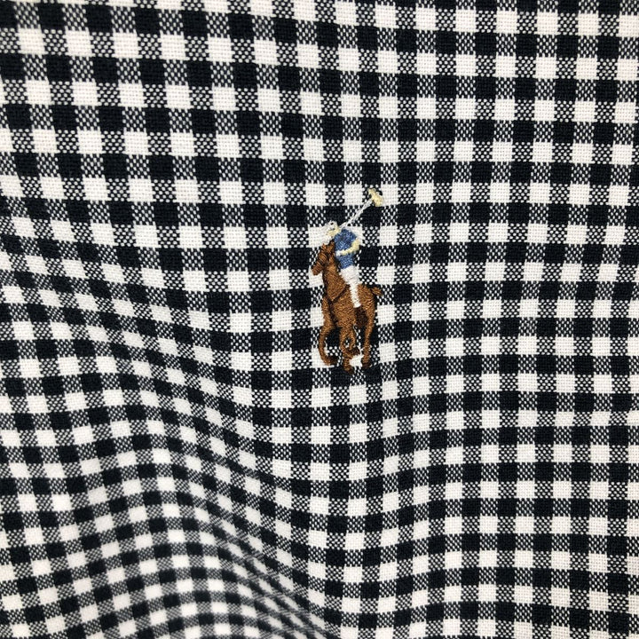 Ralph Lauren Gingham Check Long Sleeve Button-Down Check Shirt, Men's M Size cotton black type Vintage Second Hand