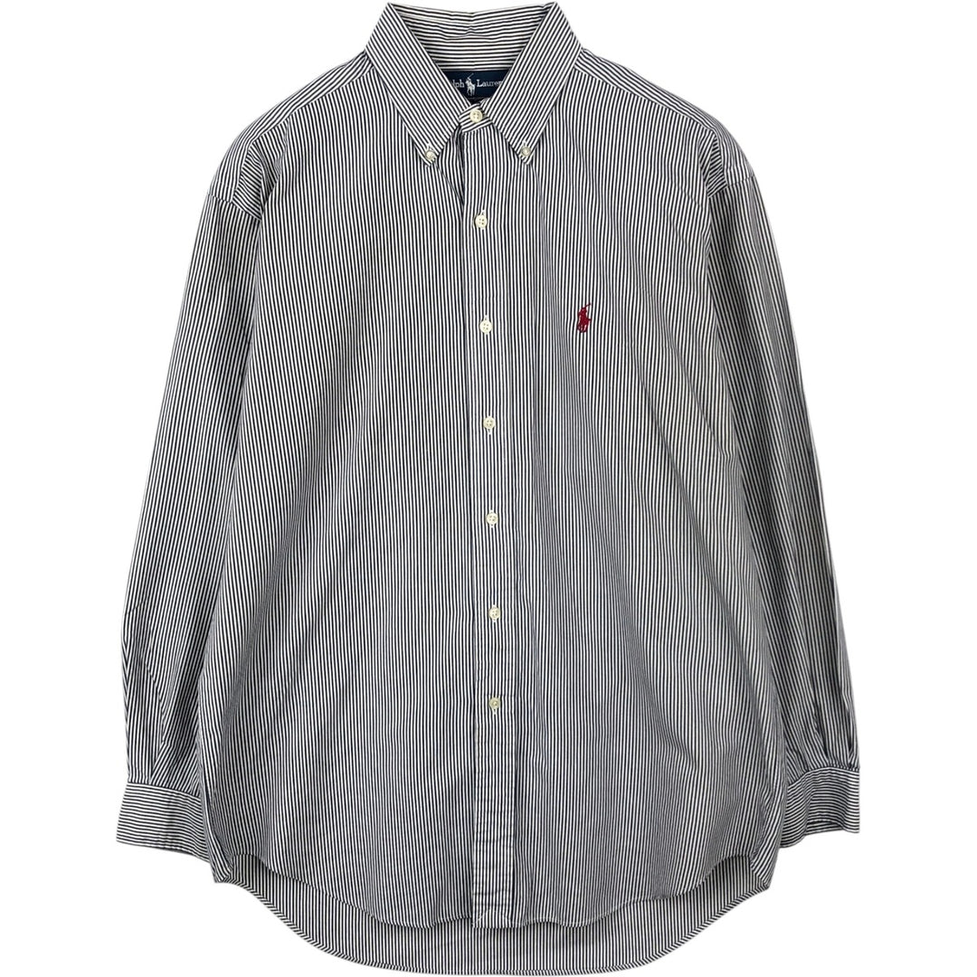 Ralph Lauren BLAKE long sleeve button down striped shirt, men's size M cotton white type Vintage Second Hand