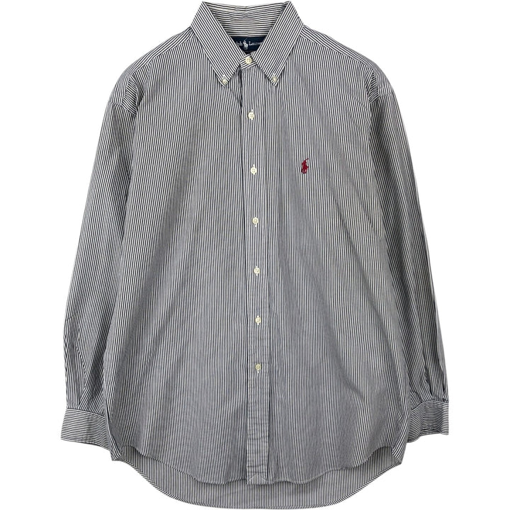 Ralph Lauren BLAKE long sleeve button down striped shirt, men's size M cotton white type Vintage Second Hand