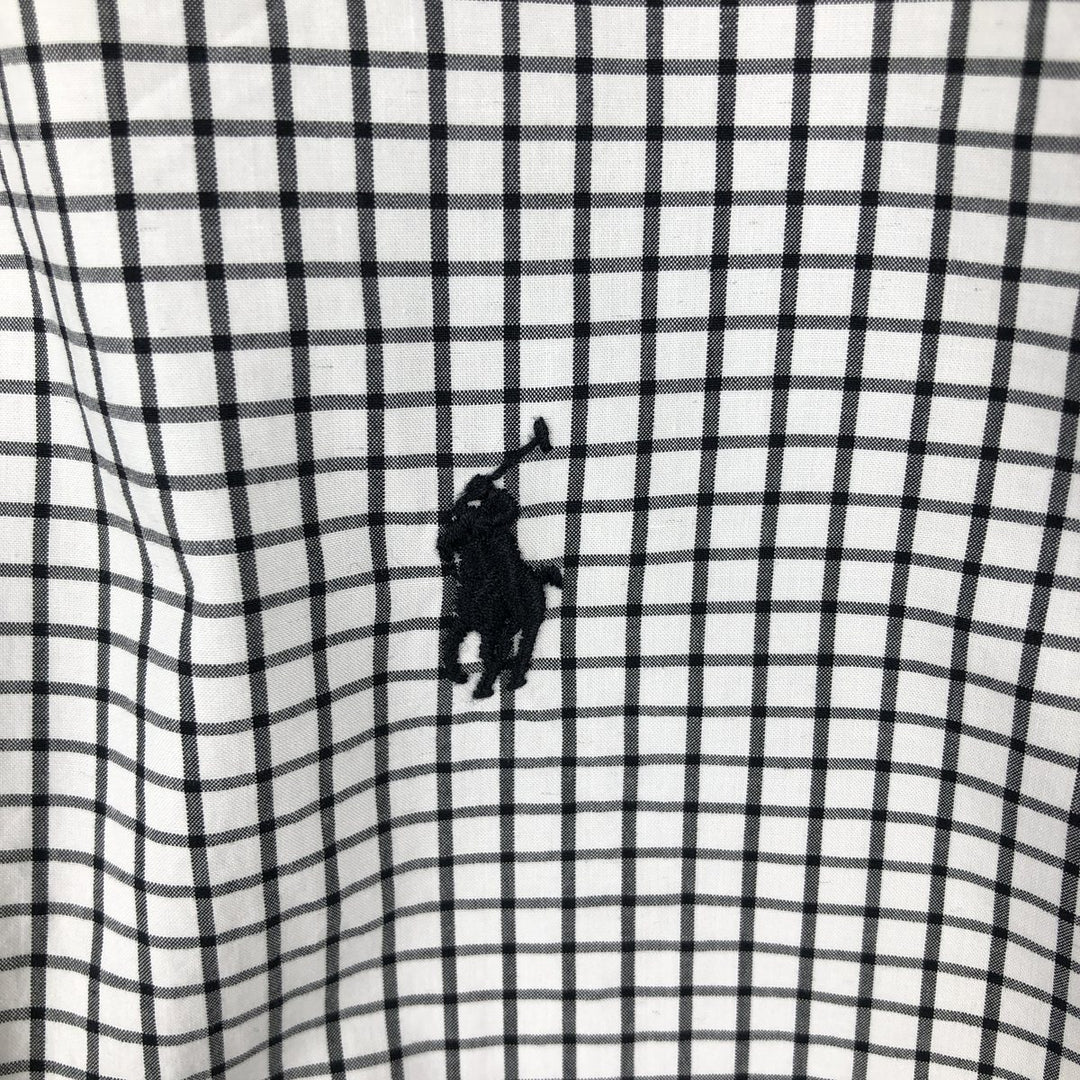 Ralph Lauren long sleeve button down check shirt, men's size L cotton white type Vintage Second Hand