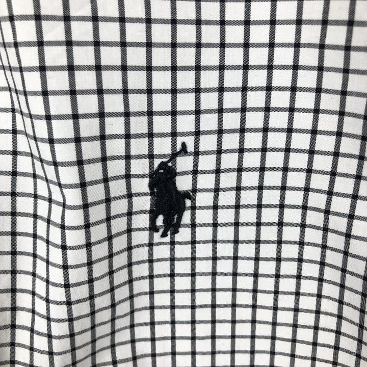Ralph Lauren long sleeve button down check shirt, men's size L cotton white type Vintage Second Hand