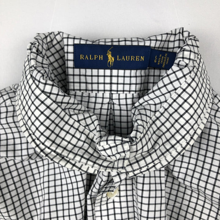 Ralph Lauren long sleeve button down check shirt, men's size L cotton white type Vintage Second Hand