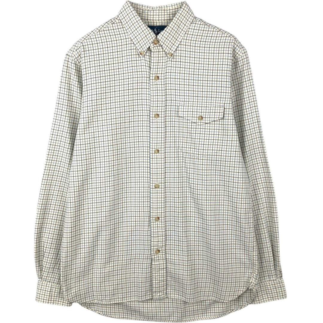 Ralph Lauren BLAKE long sleeve button down check shirt, men's size M cotton white type Vintage Second Hand