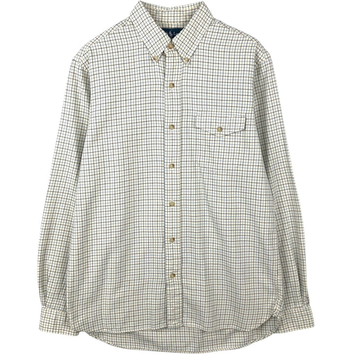 Ralph Lauren BLAKE long sleeve button down check shirt, men's size M cotton white type Vintage Second Hand